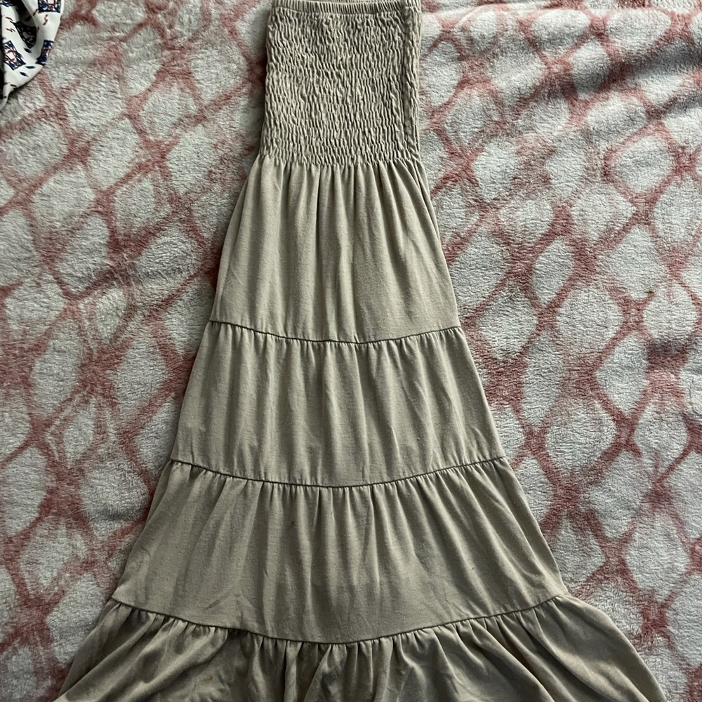 nude strapless sundress